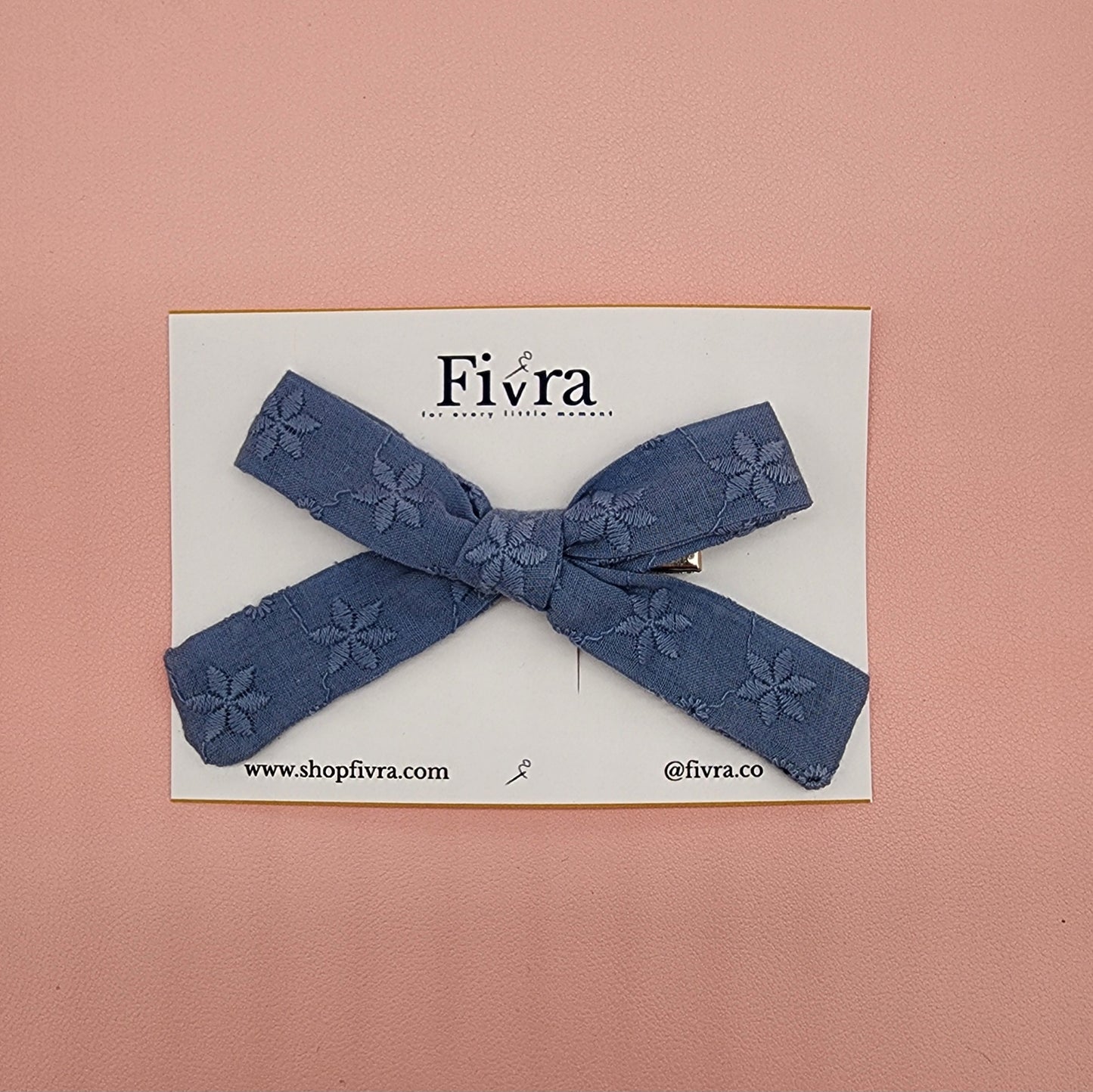 Large hair bow - Alligator clip - Steel blue