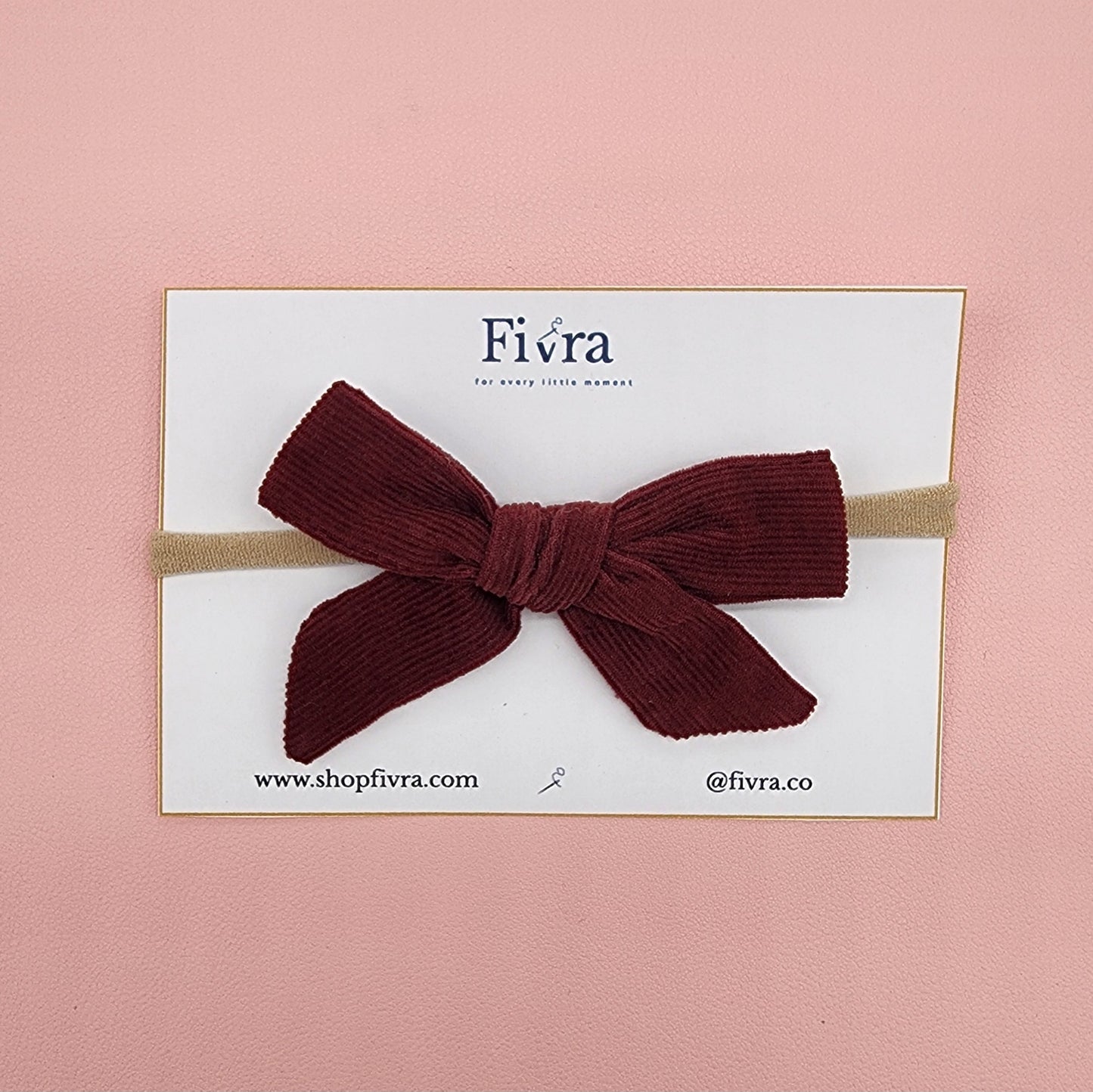 Medium hair bow - Nylon headband - Corduroy Varieties