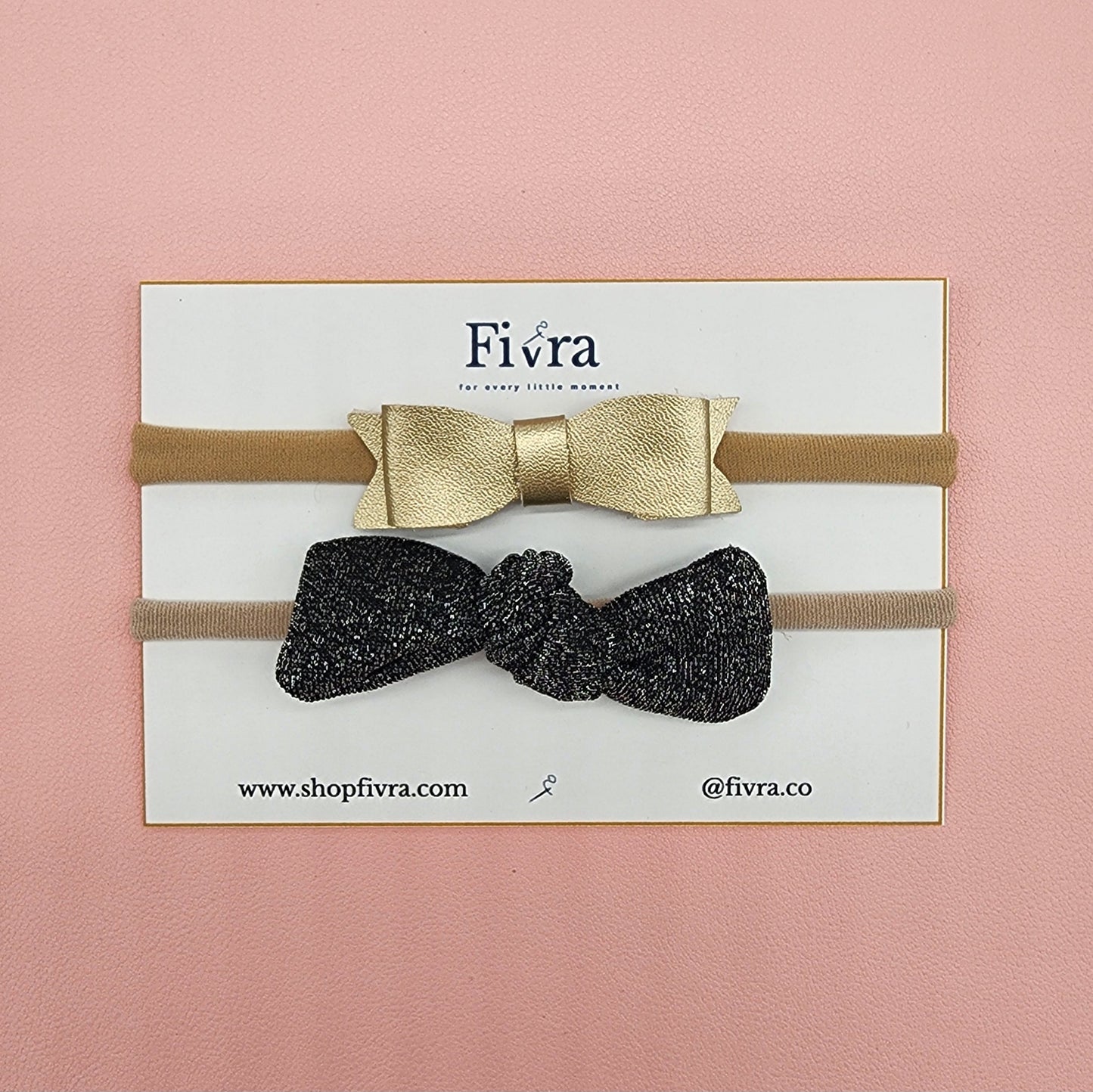 Small hair bow - Nylon headband - Pack x2