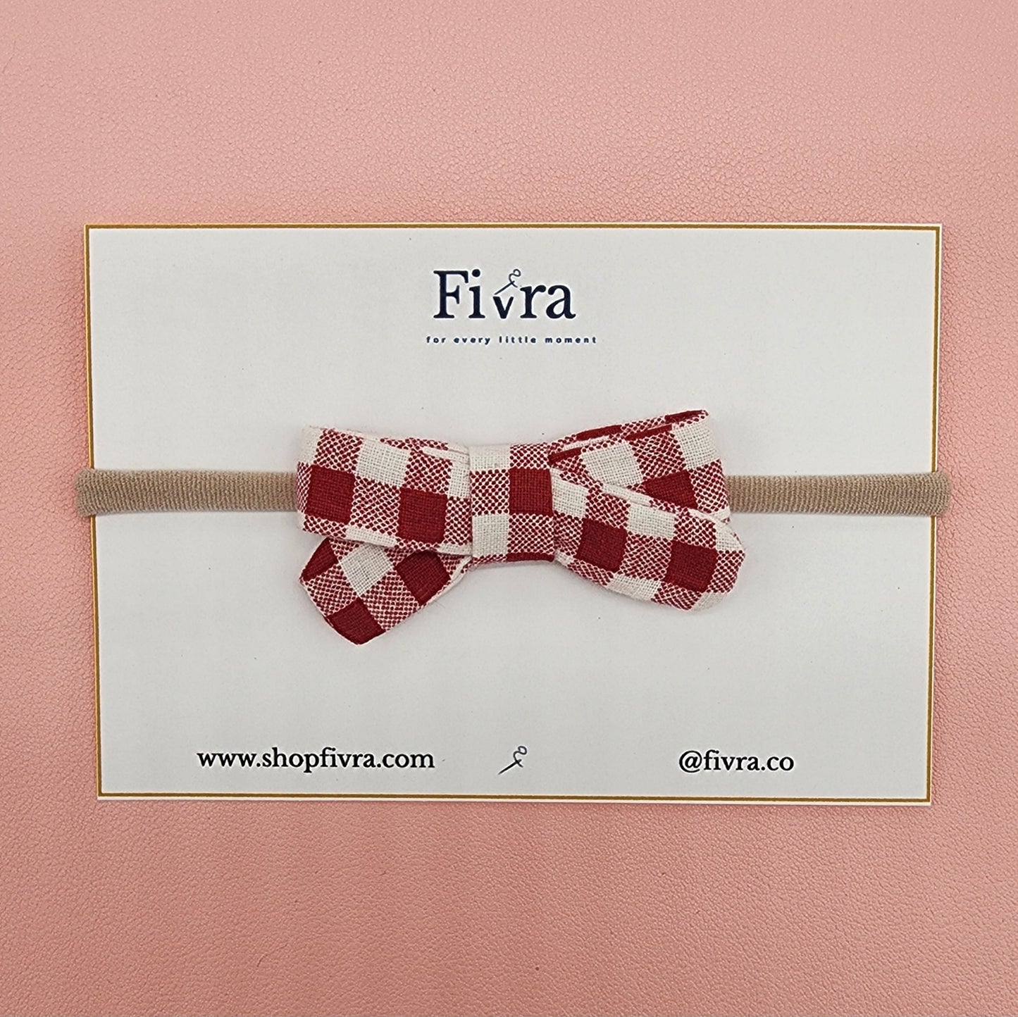Small hair bow - Nylon headband - plaid varieties