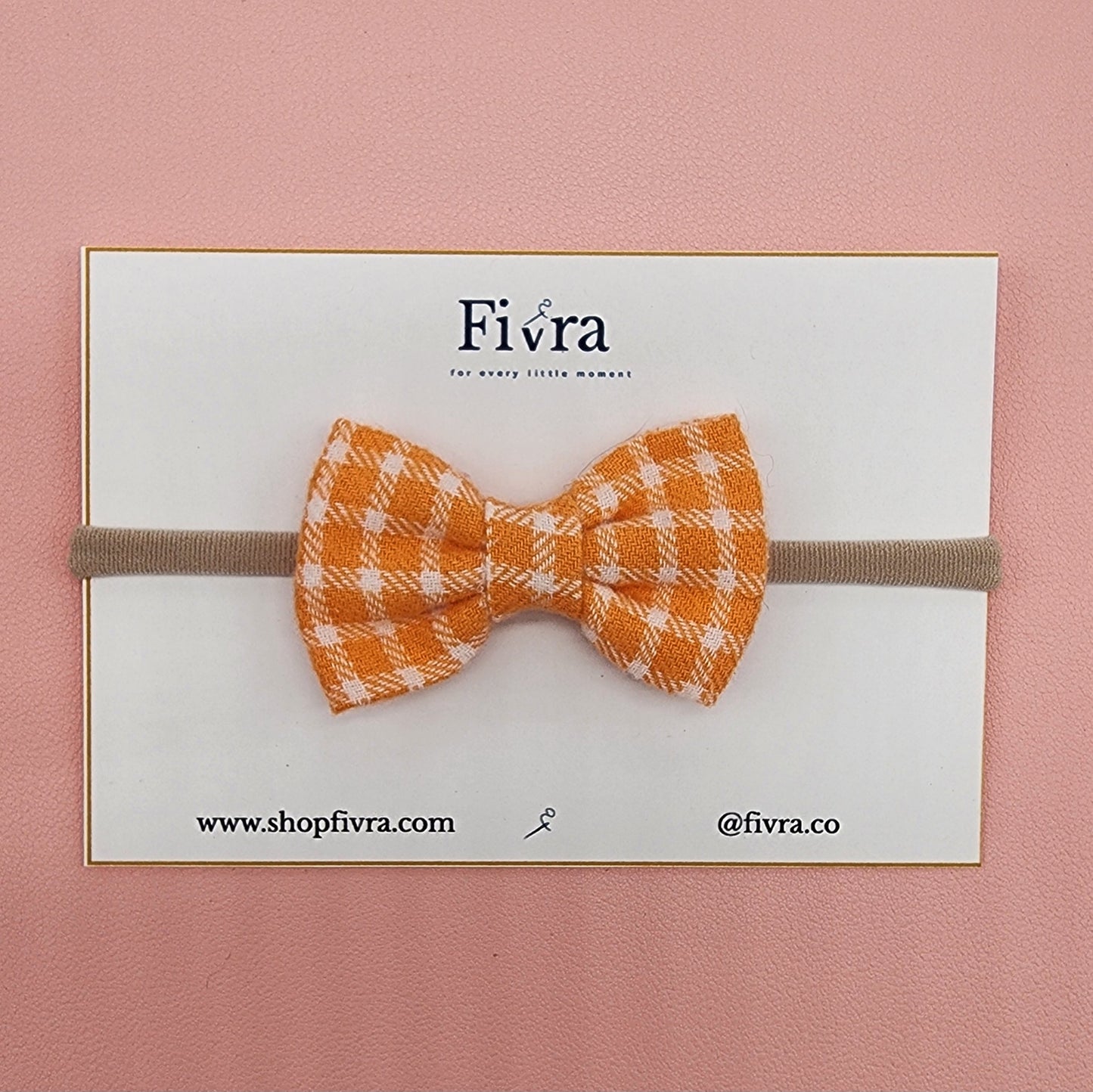 Small hair bow - Nylon headband - plaid varieties