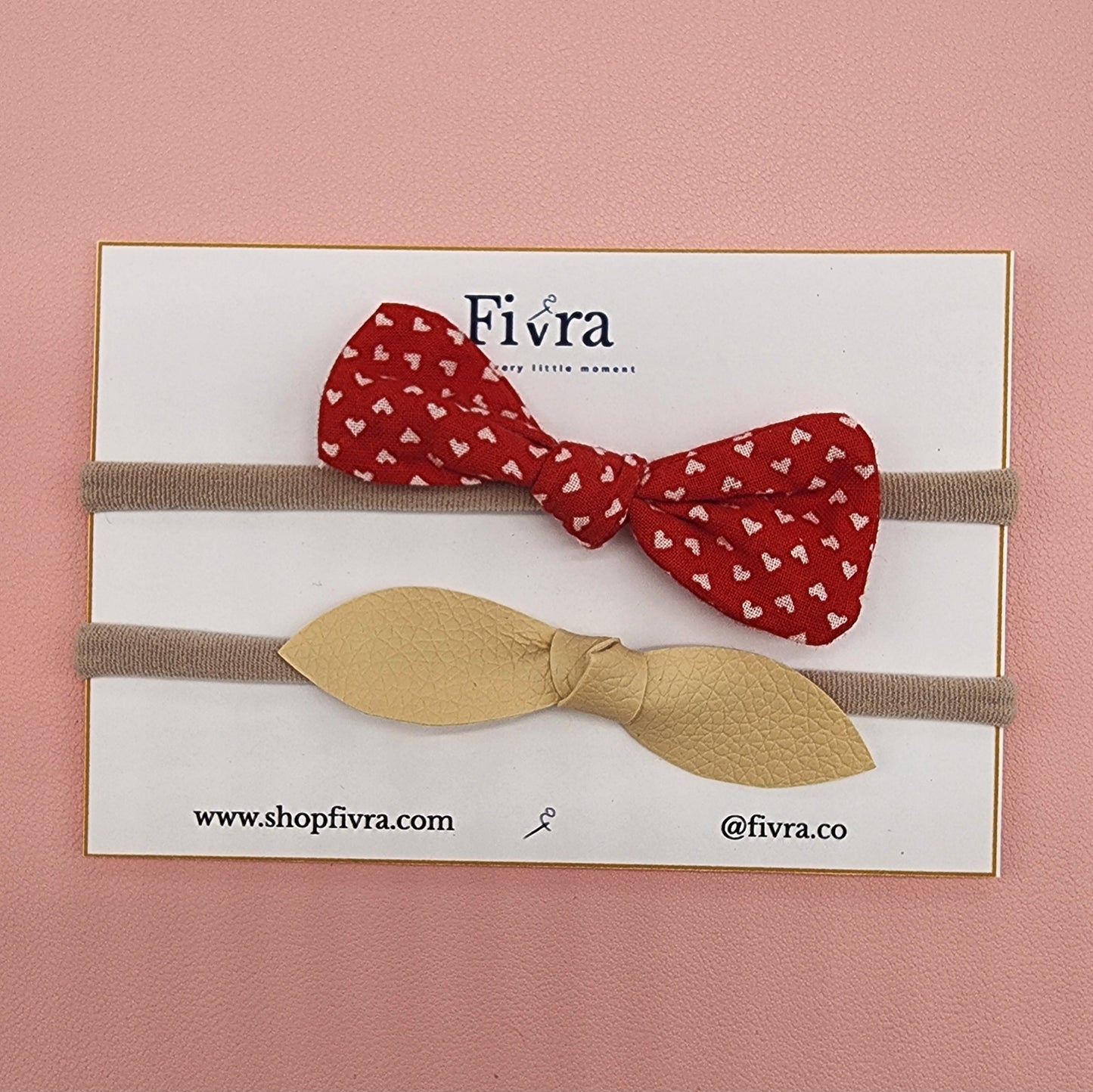 Small hair bow - Nylon headband - Pack x2