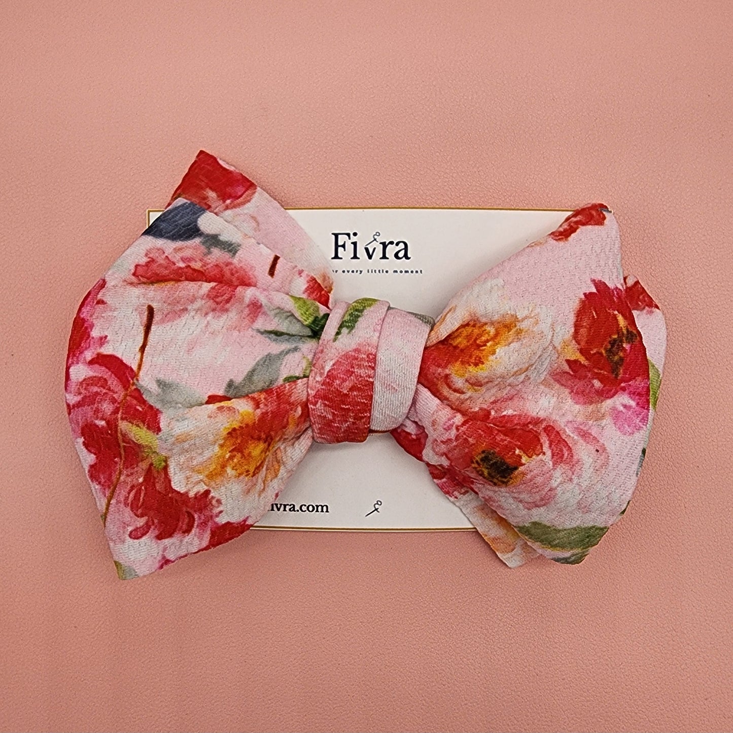 X Large hair bow - French barrete hair clip - Flowers Red