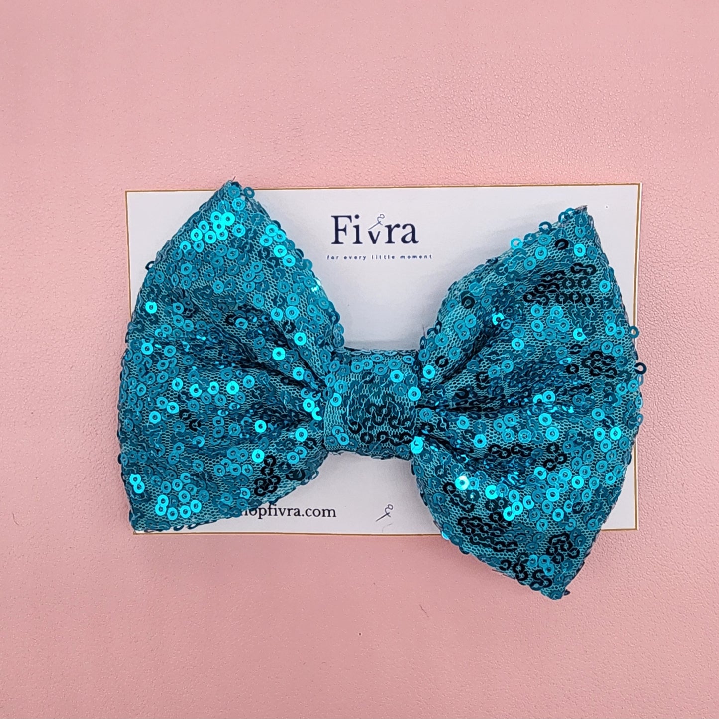 Large hair bow - Alligator hair clip - Turquoise