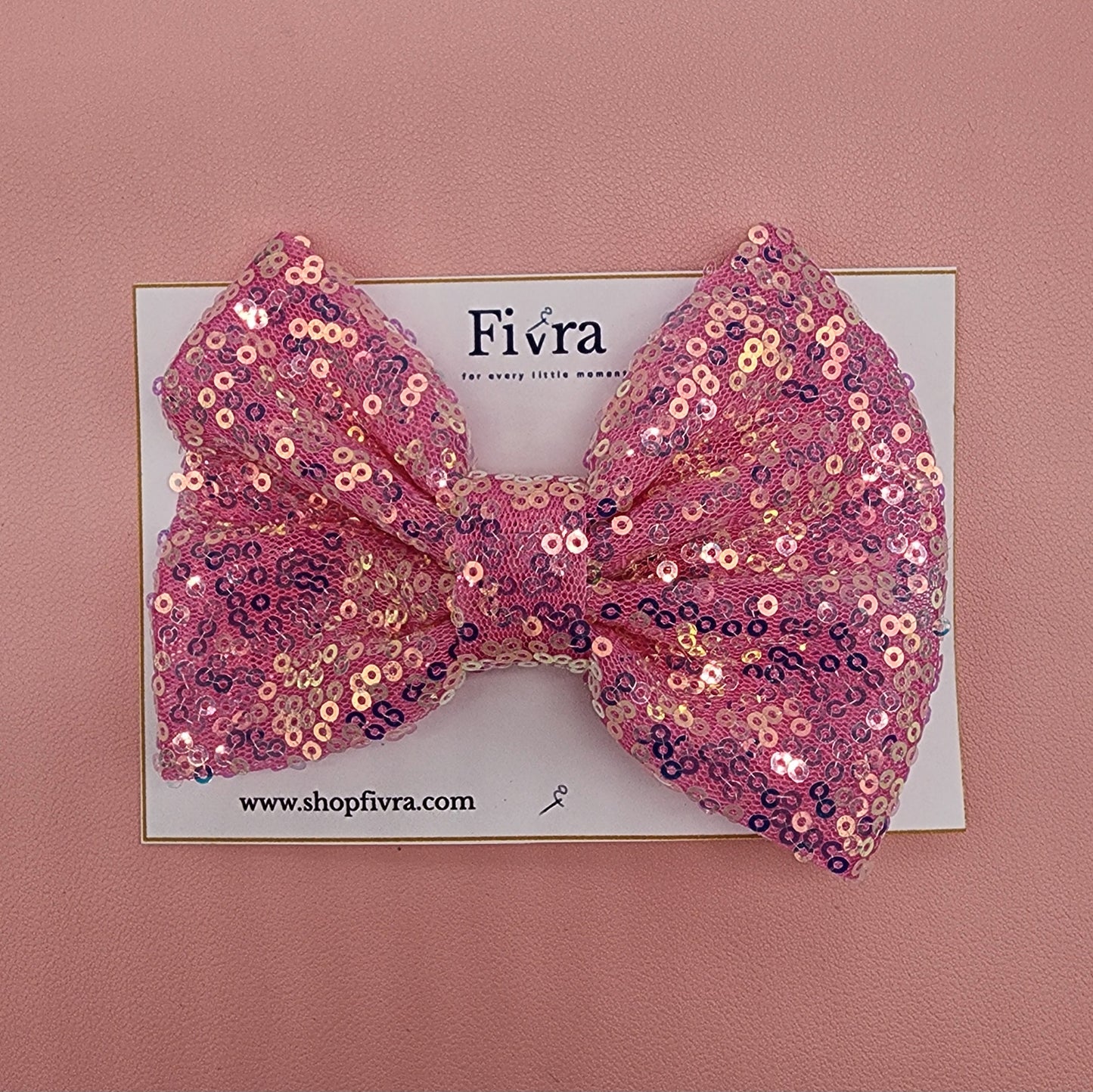Large hair bow - Alligator hair clip - Light pink