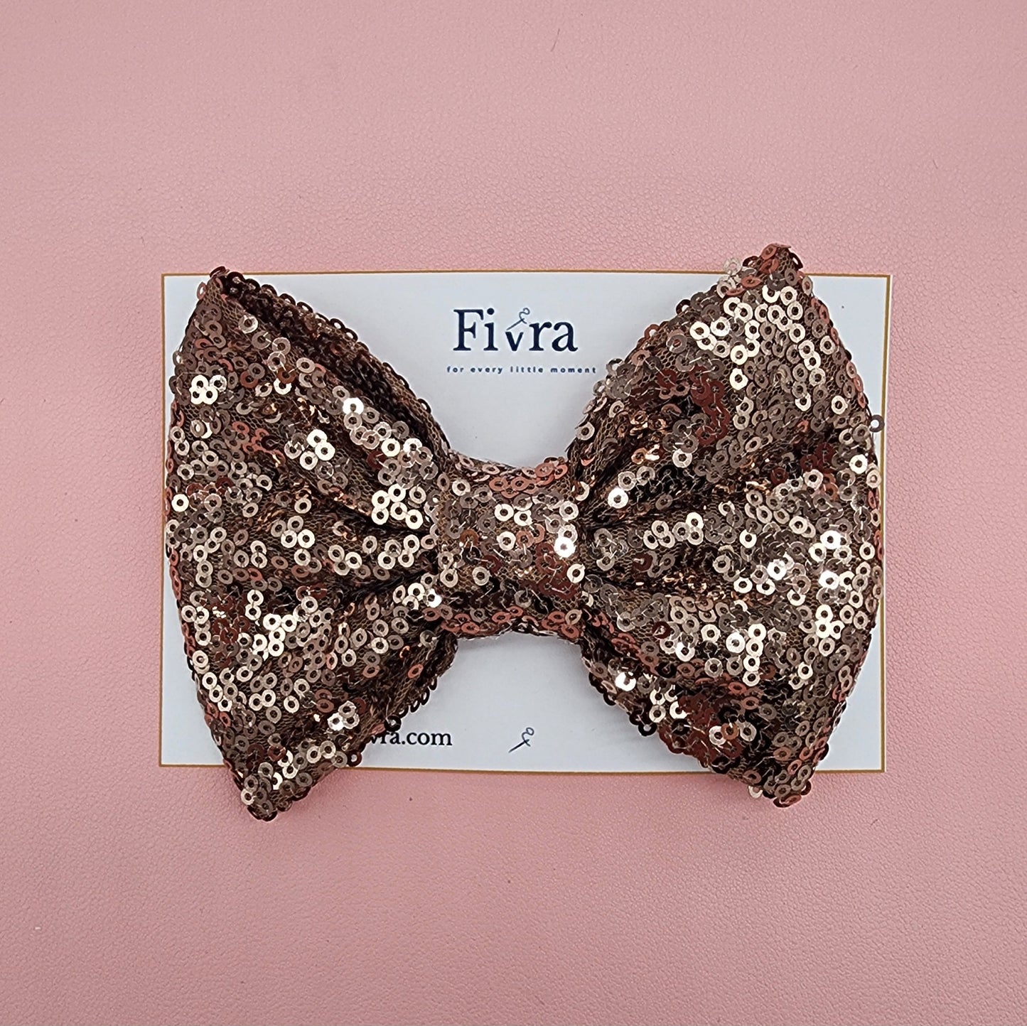 Large hair bow - Alligator hair clip - Champagne sequin