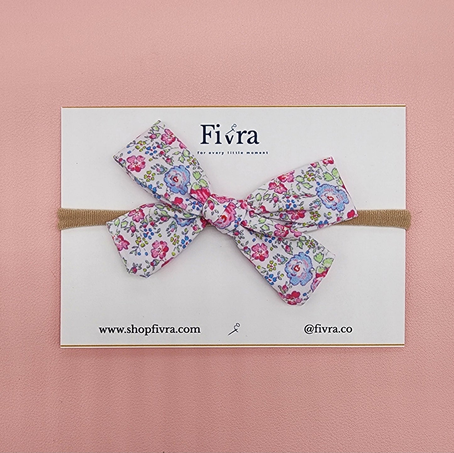 Small hair bow - Nylon headband - Flowers