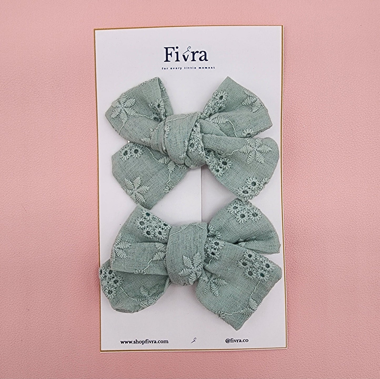 Small hair bow - Alligator clip - Aqua