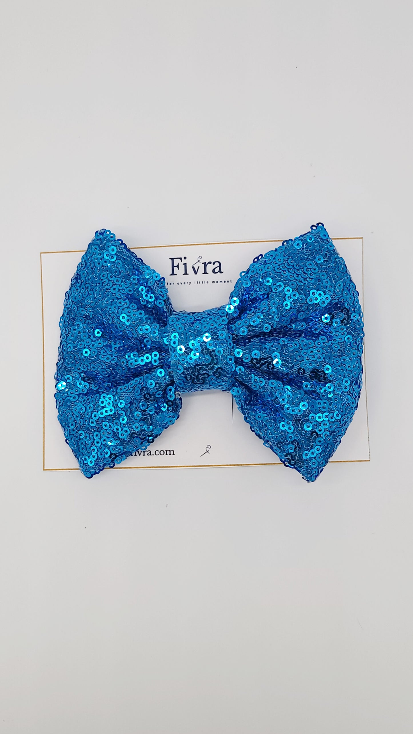 Large hair sequin bow - alligator clip - turquoise