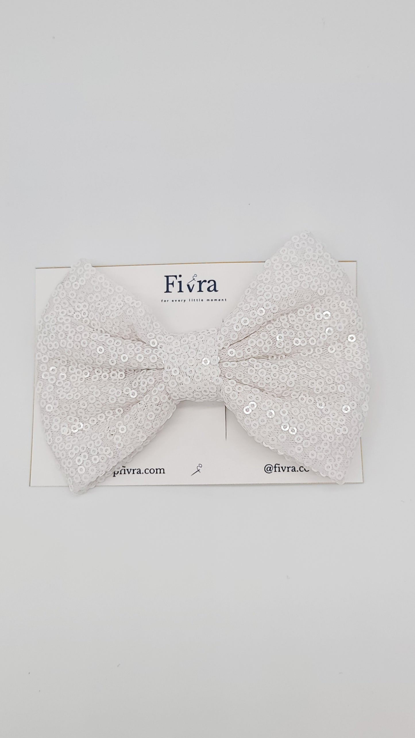 Large hair sequin bow - alligator clip - White