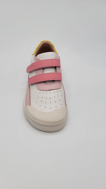 Leather ergonomic sneakers white/pink