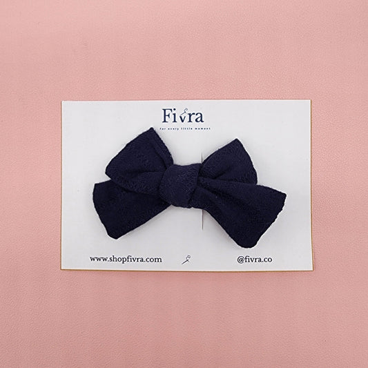 Small hair bow - alligator clip - Navy blue