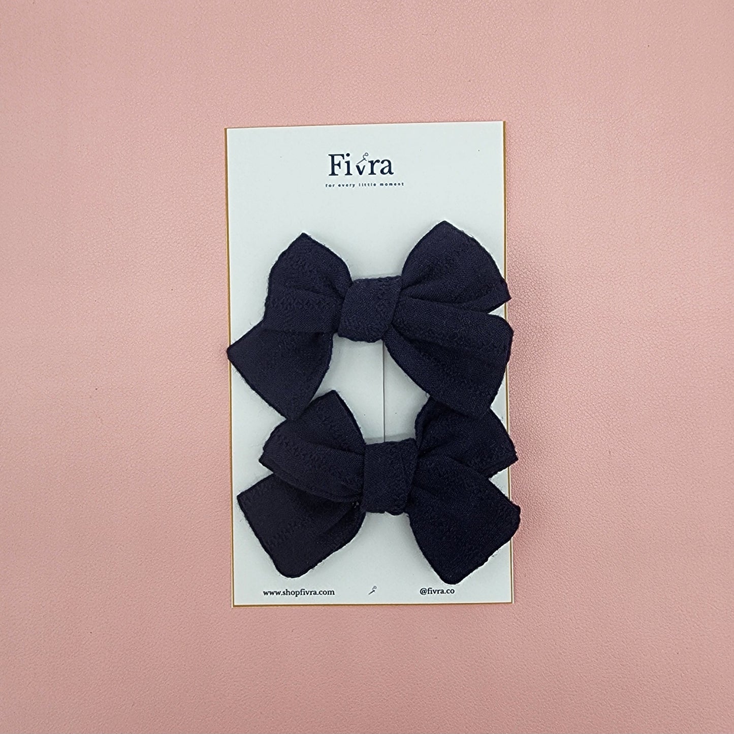 Small hair bow - alligator clip - Navy blue