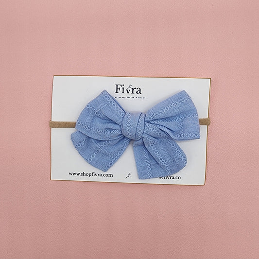 medium hair bow - Nylon headband - Light blue