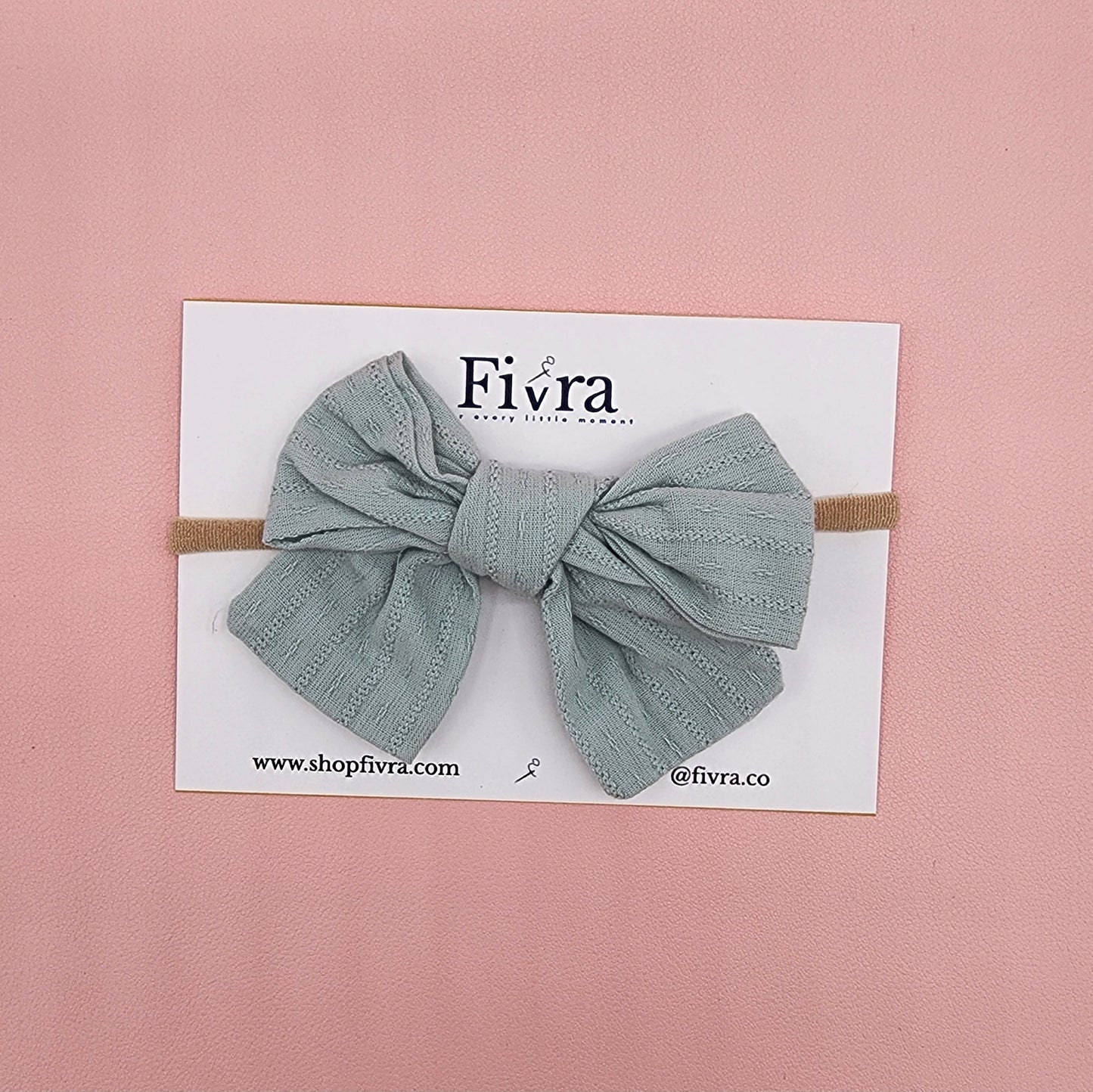 medium hair bow - Nylon headband - Aqua
