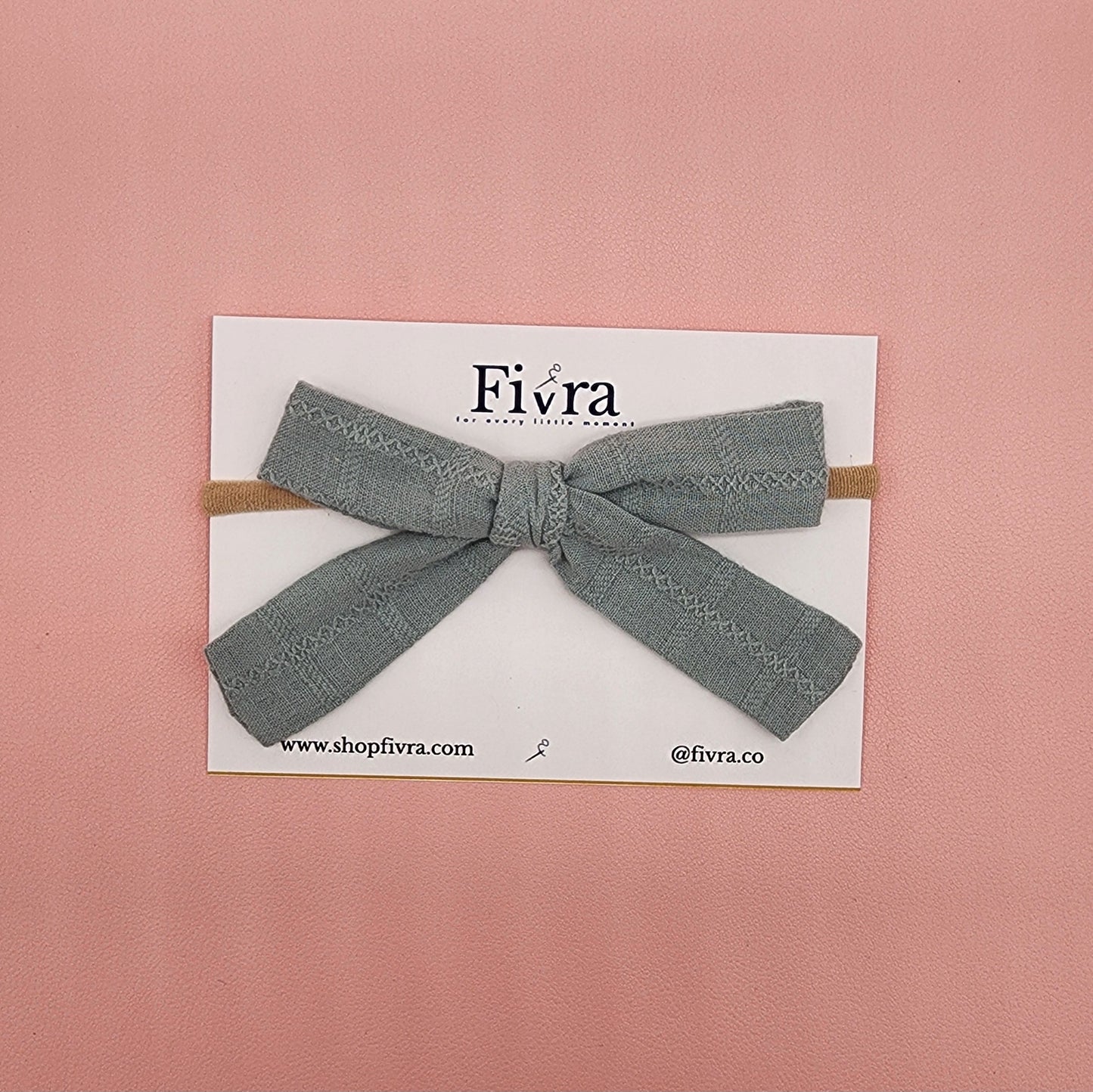Small, large skinny hair bow - Nylon headband - Aqua