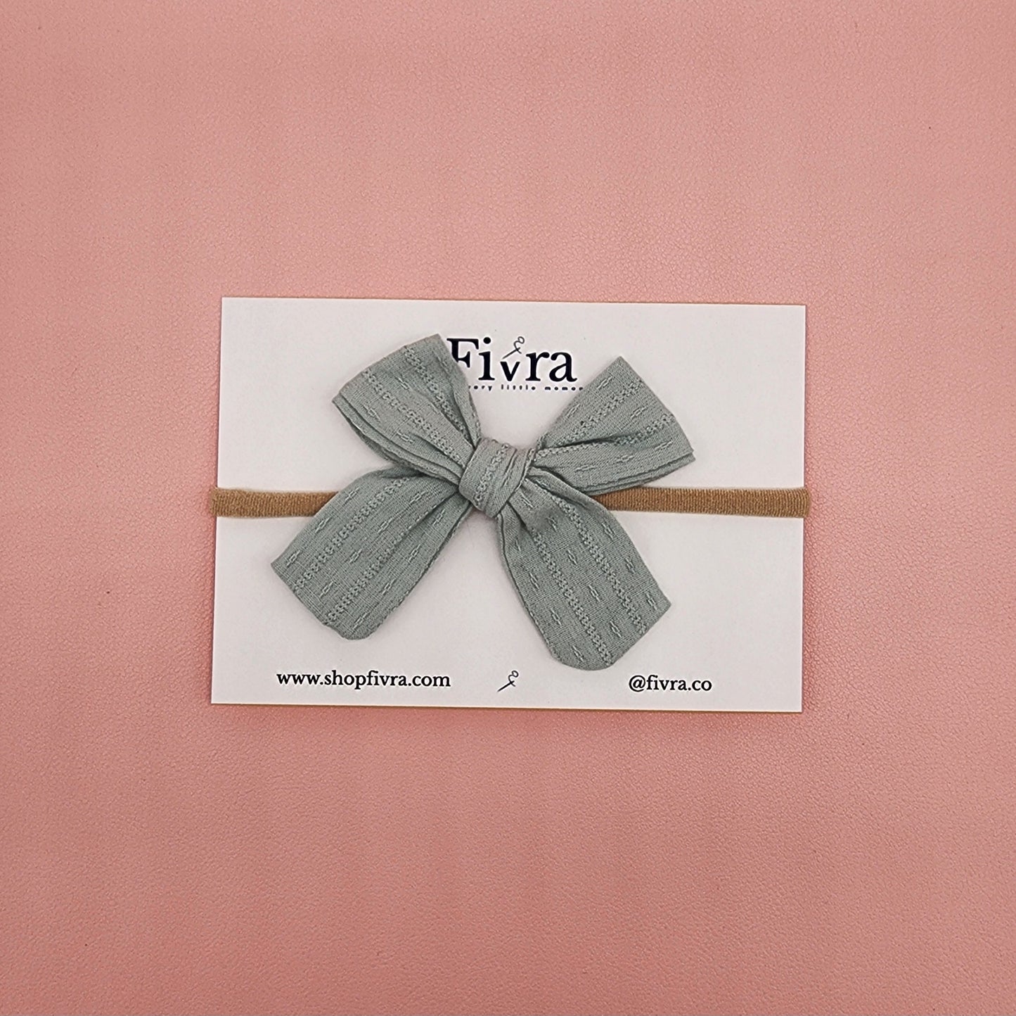 Small, large skinny hair bow - Nylon headband - Aqua