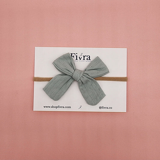 Small, large skinny hair bow - Nylon headband - Aqua