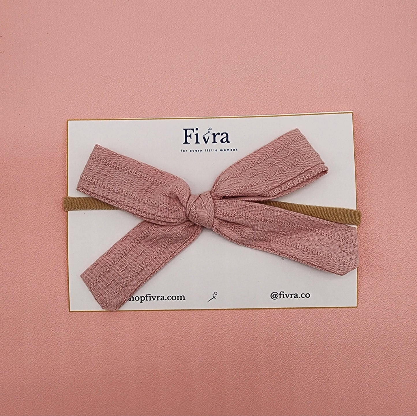 Medium, large skinny hair bow - Nylon headband - Pink