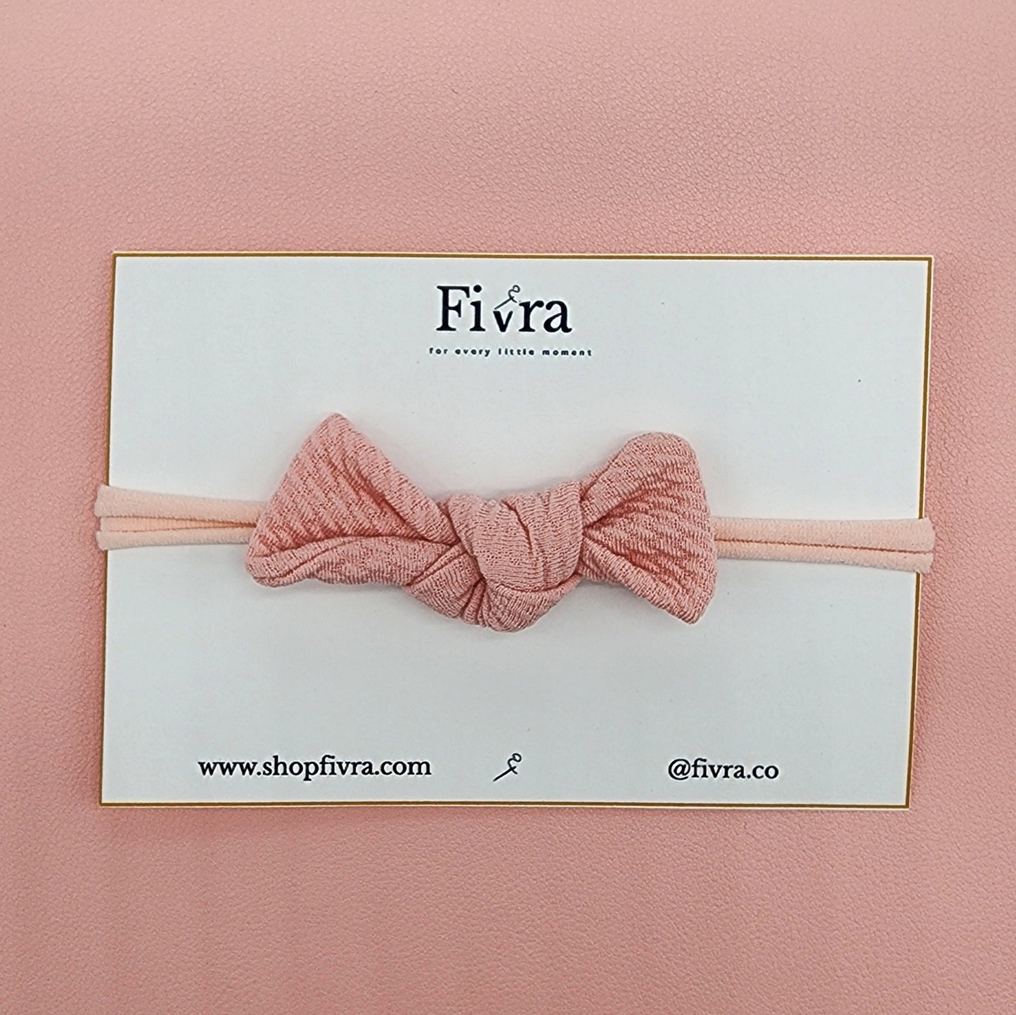 Small hair knot bow - Nylon headband - Soft Pink, Bullet