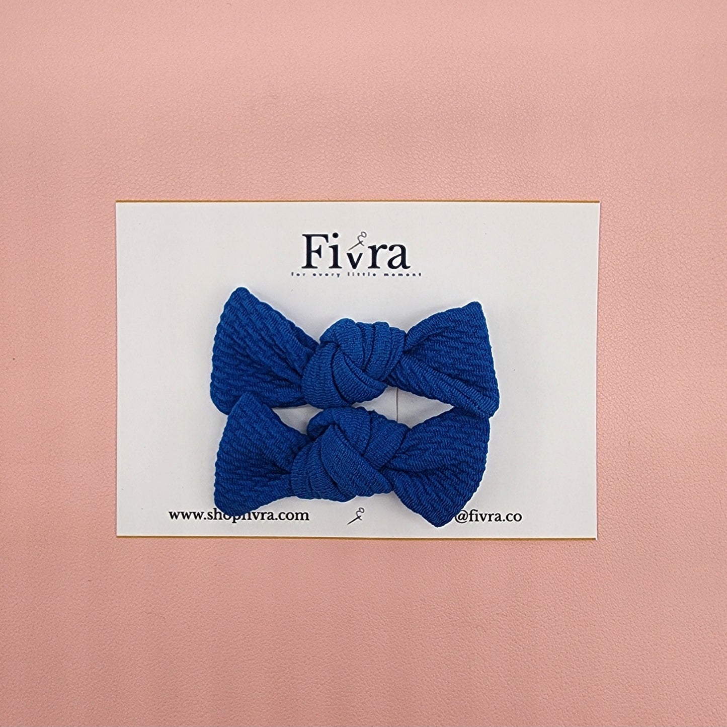 Small hair knot bow - double prong clip - Blue