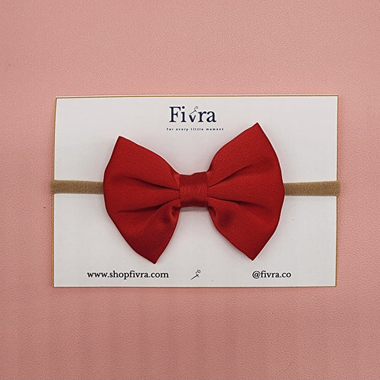 Medium Satin hair bow - Nylon headband - Varieties