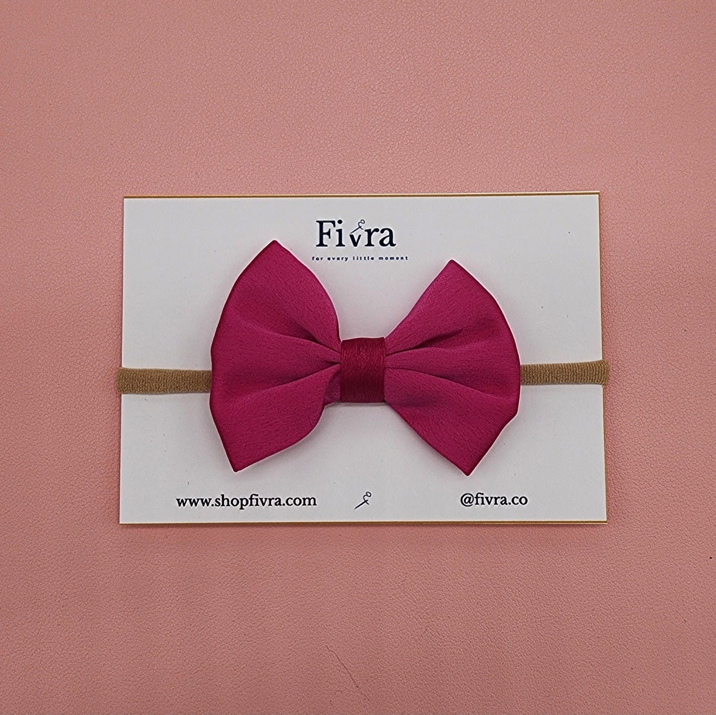 Medium Satin hair bow - Nylon headband - Varieties