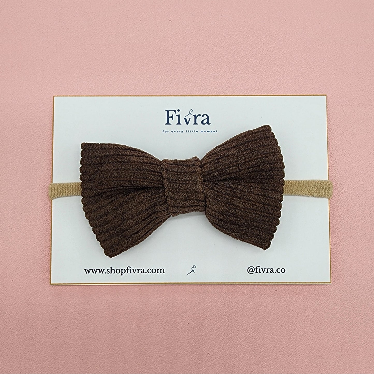 Medium hair bow - Nylon headband - Corduroy Varieties