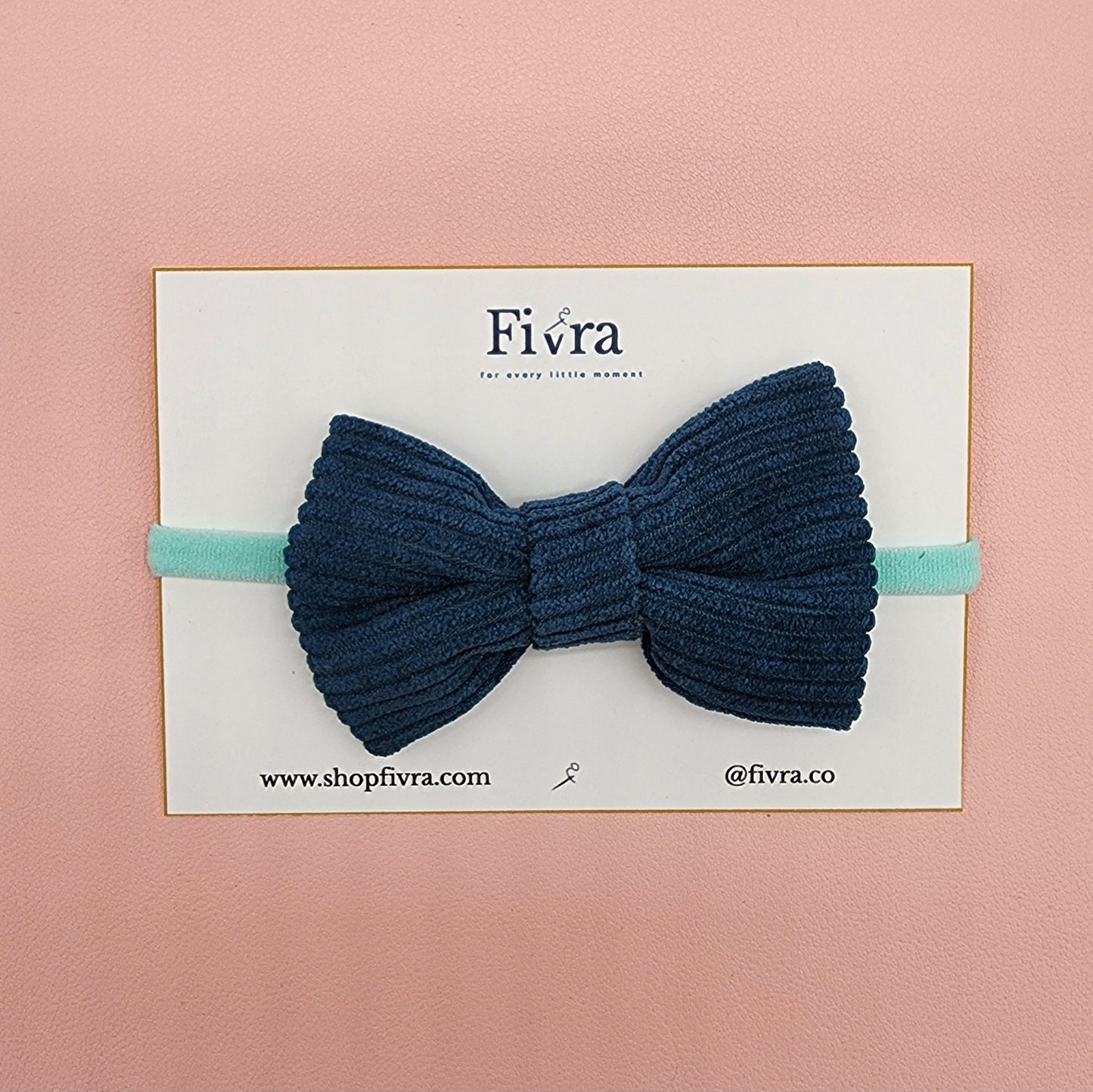 Medium hair bow - Nylon headband - Corduroy Varieties