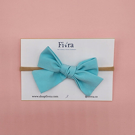 Medium hair bow - Nylon headband - Sage Viscose