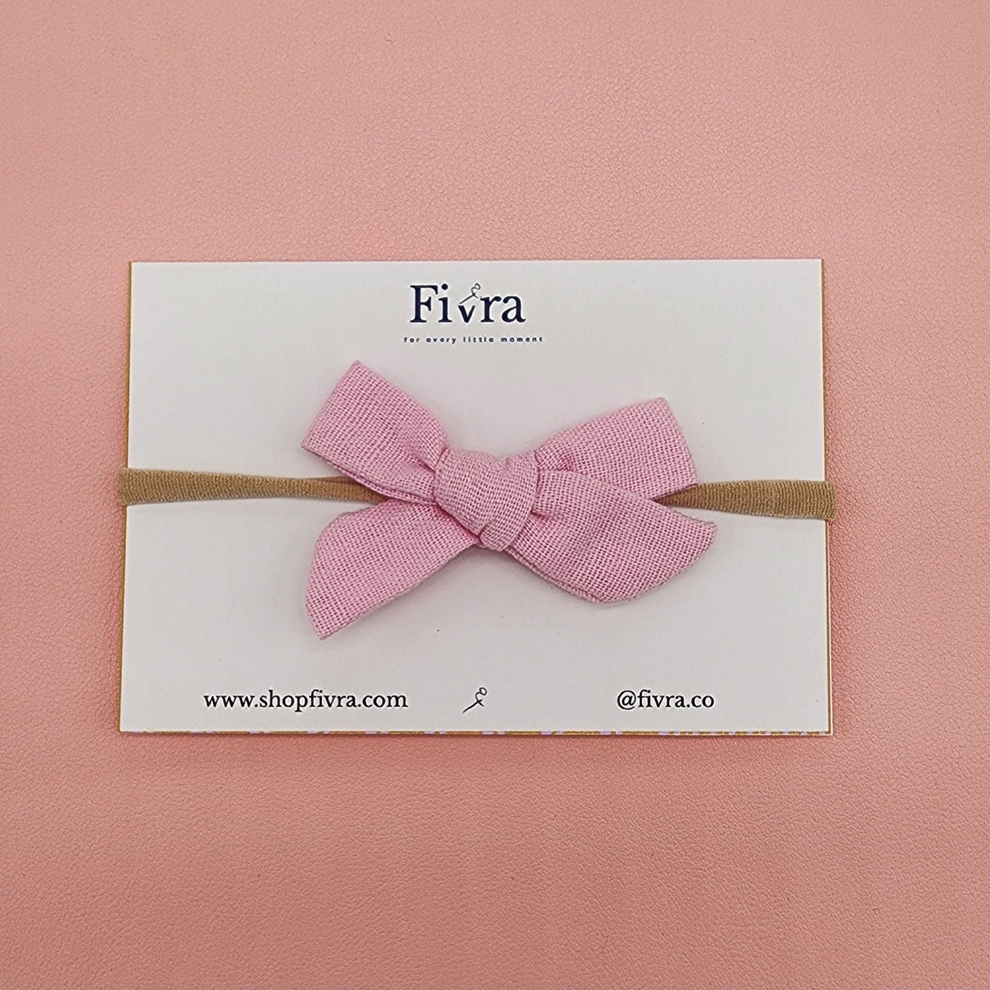 Small hair bow - Nylon headband - Dark beige