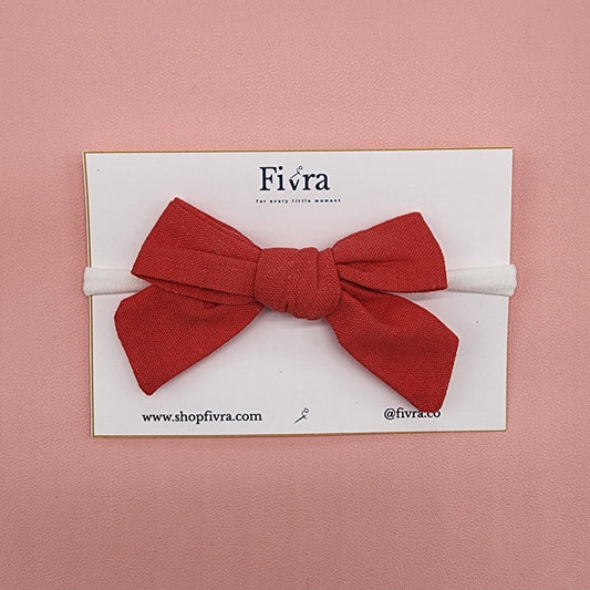 Medium hair bow - Nylon headband - Red