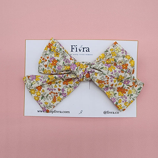 Large hair bow - Alligator clip - Yellow flowers