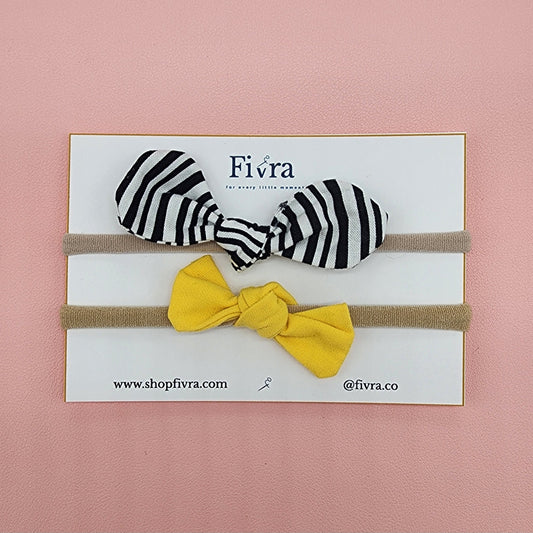 Small hair bow - Nylon headband - Pack x2
