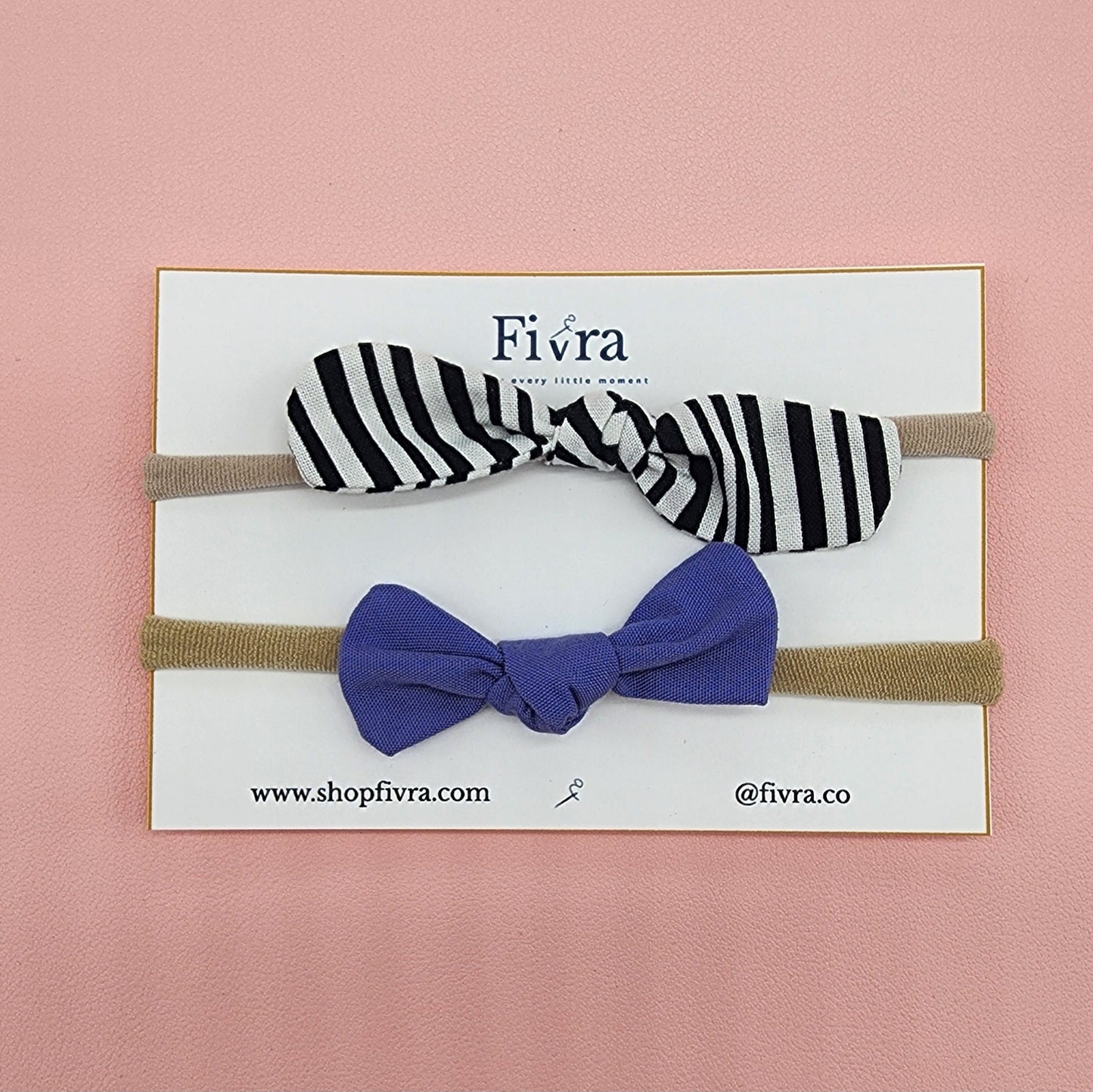 Small hair bow - Nylon headband - Pack x2