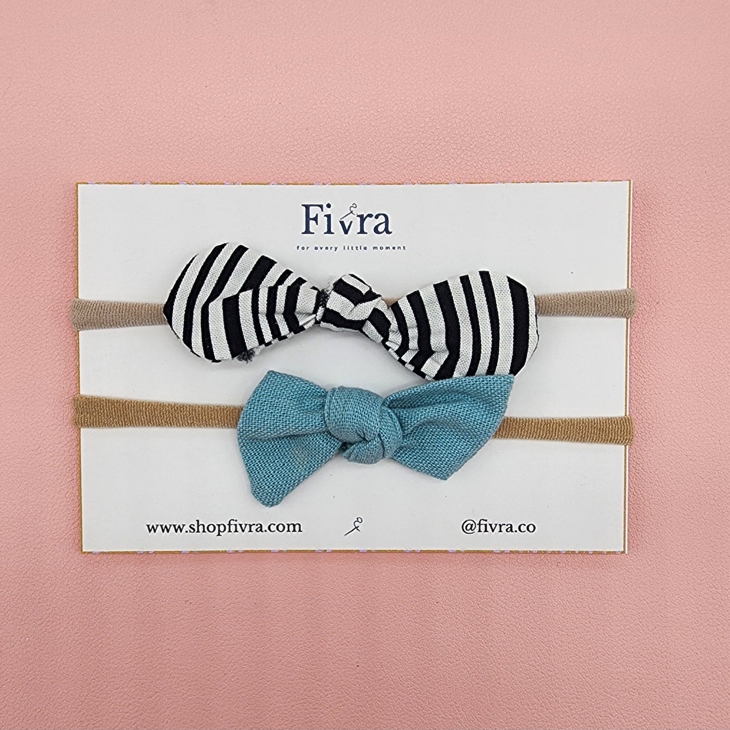 Small hair bow - Nylon headband - Pack x2