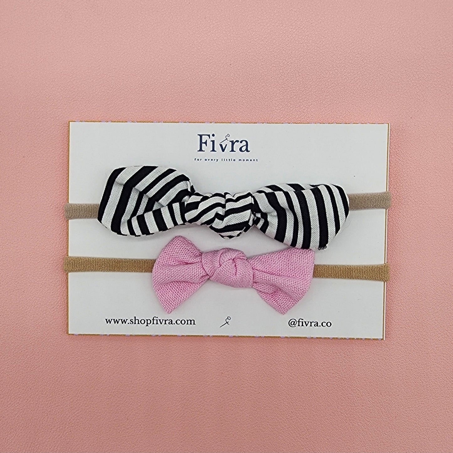 Small hair bow - Nylon headband - Pack x2