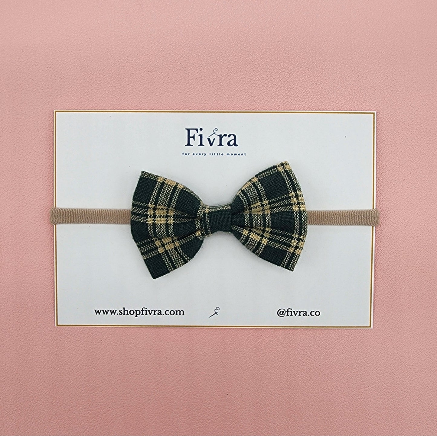 Small hair bow - Nylon headband - plaid varieties