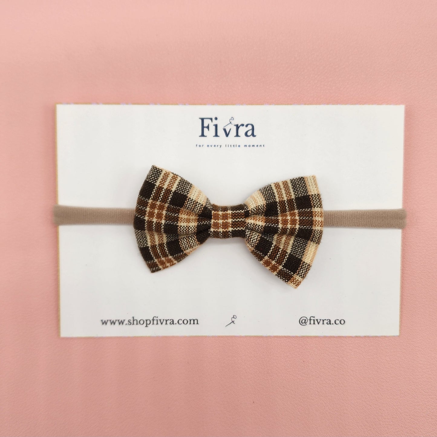 Small hair bow - Nylon headband - plaid varieties