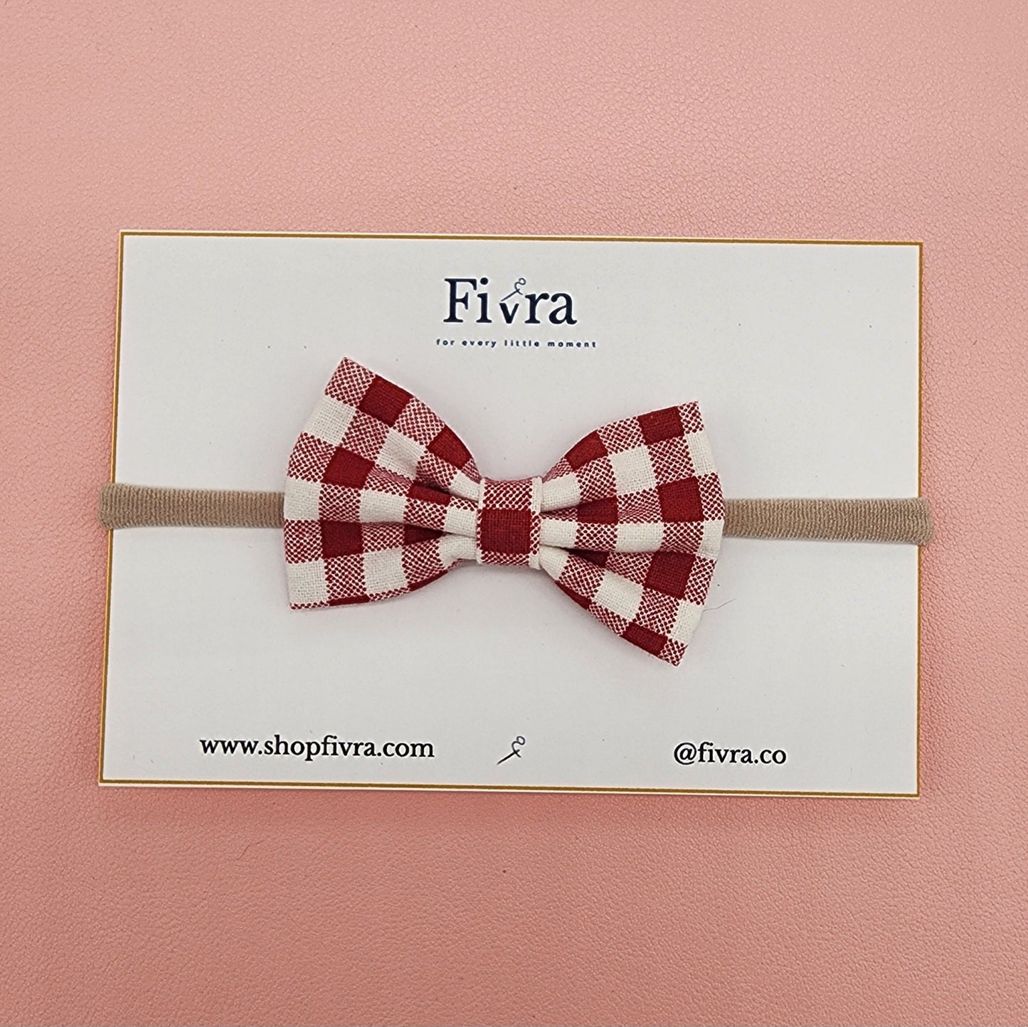 Small hair bow - Nylon headband - plaid varieties