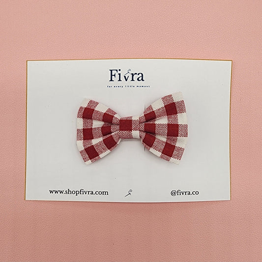 Small hair bow - clip - Red plaid