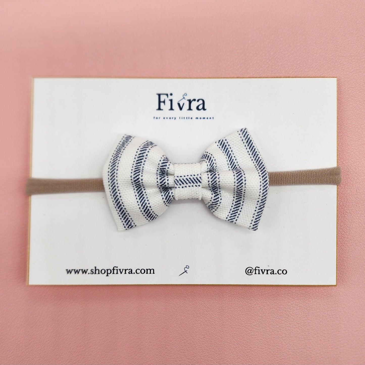 Small hair bow - Nylon headband - Striped varieties