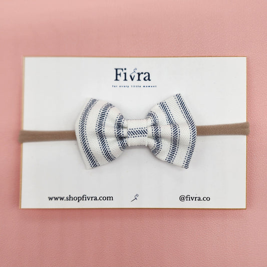 Small hair bow - Nylon headband - Striped varieties