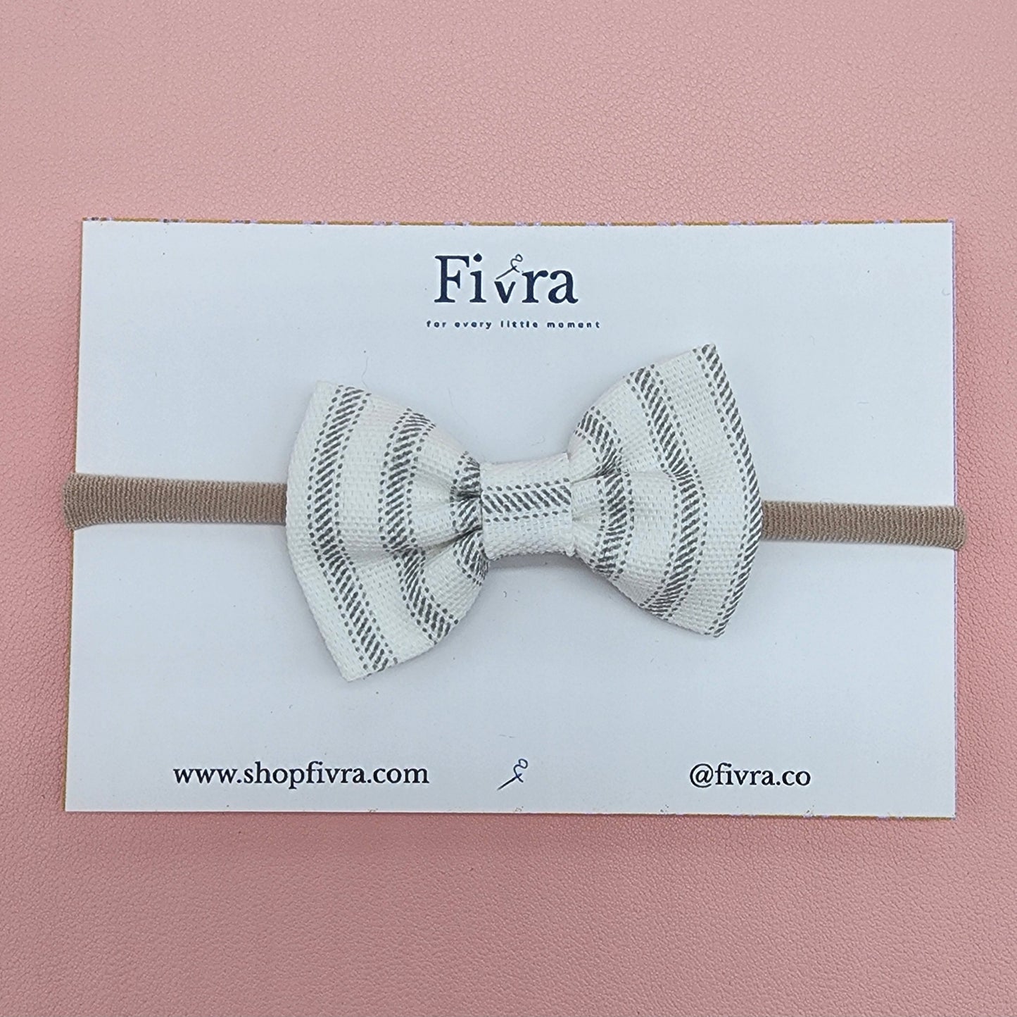 Small hair bow - Nylon headband - Striped varieties