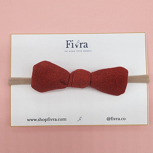 Small hair bow - Nylon headband - Red glitter