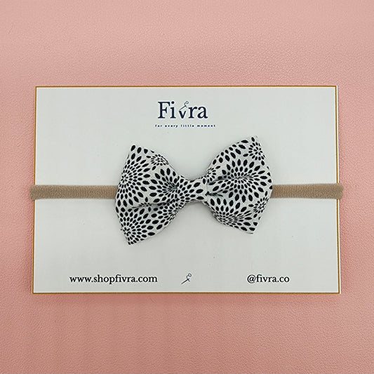 Small hair bow - Nylon headband - Black Varieties