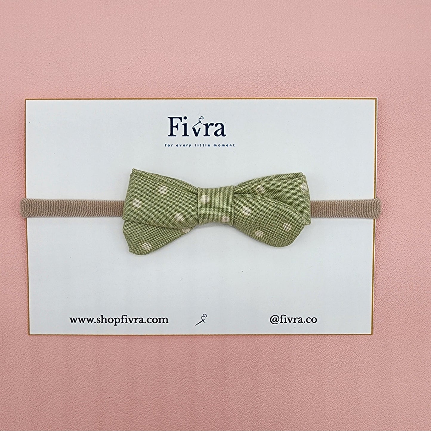 Small hair Skinny butterfly - Nylon headband - green dots