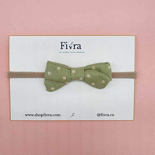Small hair Skinny butterfly - Nylon headband - green dots