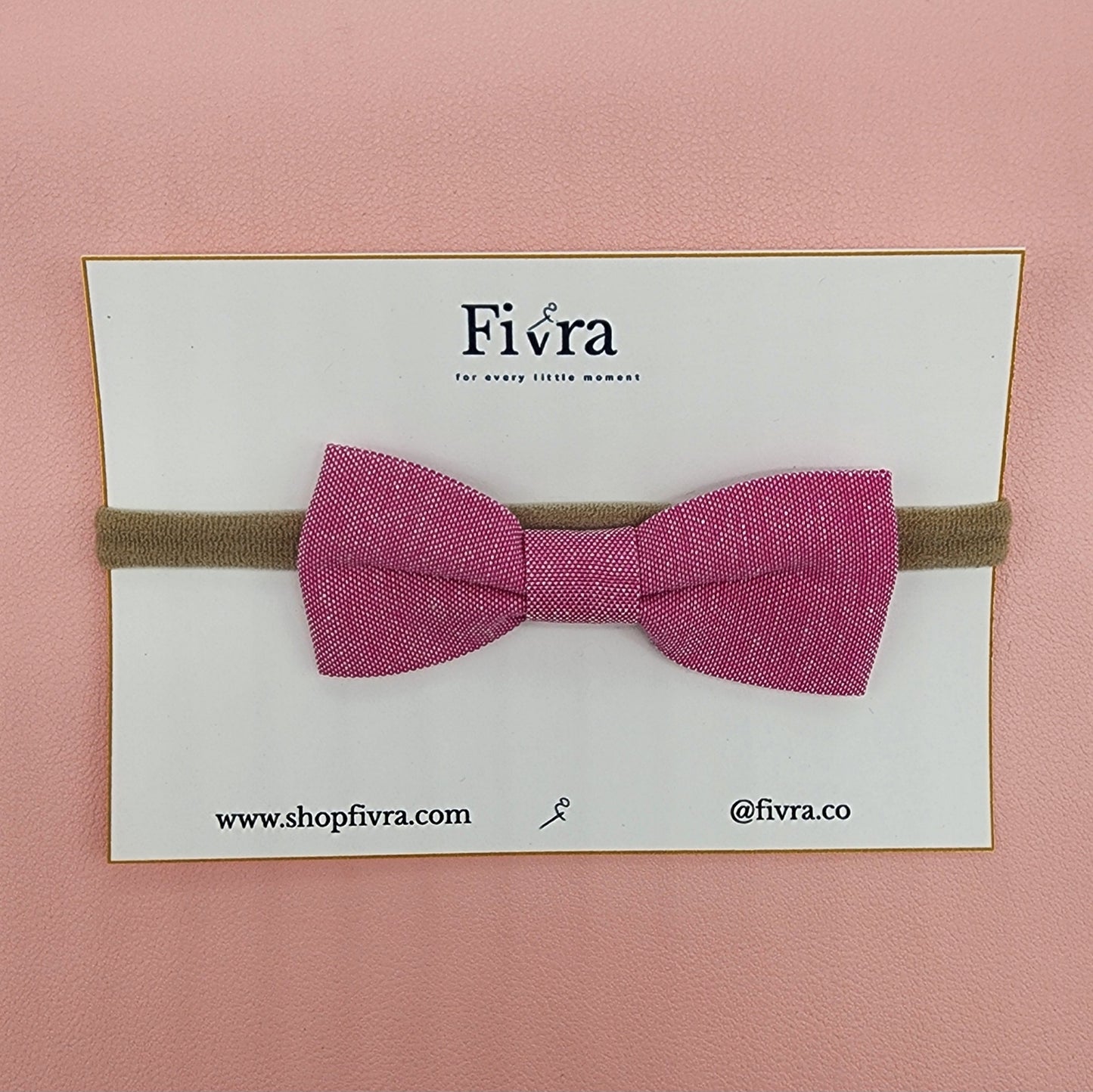 Medium hair bow - Nylon headband - Pink
