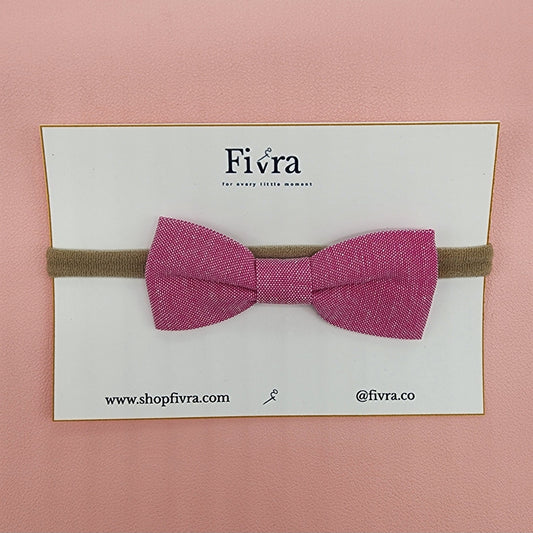 Medium hair bow - Nylon headband - Pink